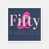 50誕生日50と素晴らしいピンクブルーパーティー スタンダードカクテルナプキン (正面)