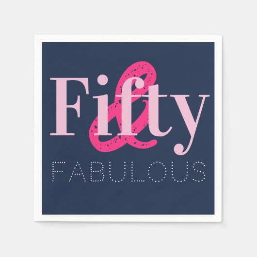 50誕生日50と素晴らしいピンクブルーパーティー スタンダードカクテルナプキン (正面)