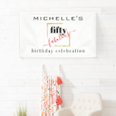 50誕生日50と素晴らしいブラックエレガント金ゴールド 横断幕 (インサイチュ)