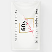 50誕生日50と素晴らしいブラックエレガント金ゴールド 横断幕 (縦)