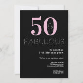 50誕生日50と素晴らしいブラックピンクパーティー 招待状 (正面)