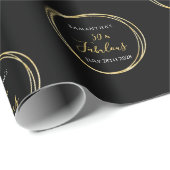 50誕生日50と素晴らしいブラック金ゴールド誕生日 ラッピングペーパー (ロールコーナー)