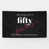 50誕生日50と素晴らしいブラック&ピンクのスクリプト 横断幕 (横)