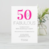 50誕生日50と素晴らしいホットピンクパーティー 招待状 (スタンド正面)