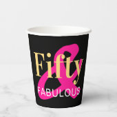 50誕生日50と素晴らしいホットピンクパーティー 紙コップ (裏面)