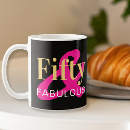 50誕生日50と素晴らしいホットピンクブラック コーヒーマグカップ