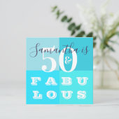 50誕生日50と素晴らしいモダンティール（緑がかった色）パーティー 招待状 (スタンド正面)