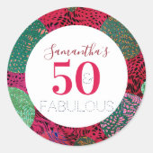 50誕生日50と素晴らしいユニークパーティー ラウンドシール (正面)