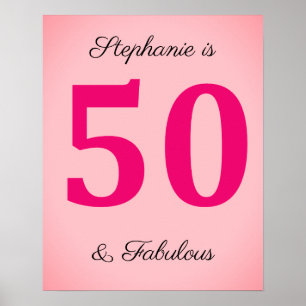 50誕生日50と素晴らしい名前ピンクのクラス ポスター