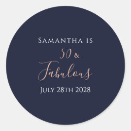 50誕生日50と素晴らしい海軍バラ金ゴールド ラウンドシール