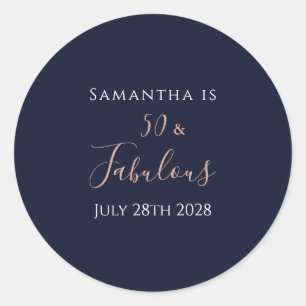 50誕生日50と素晴らしい海軍バラ金ゴールド ラウンドシール