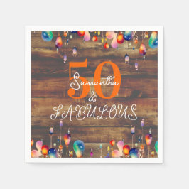 50誕生日50と素晴らしい照明の素朴パーティー スタンダードカクテルナプキン