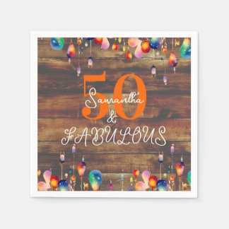 50誕生日50と素晴らしい照明の素朴パーティー スタンダードカクテルナプキン