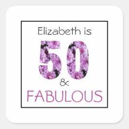 50誕生日50と素晴らしい紫のフローラ スクエアシール