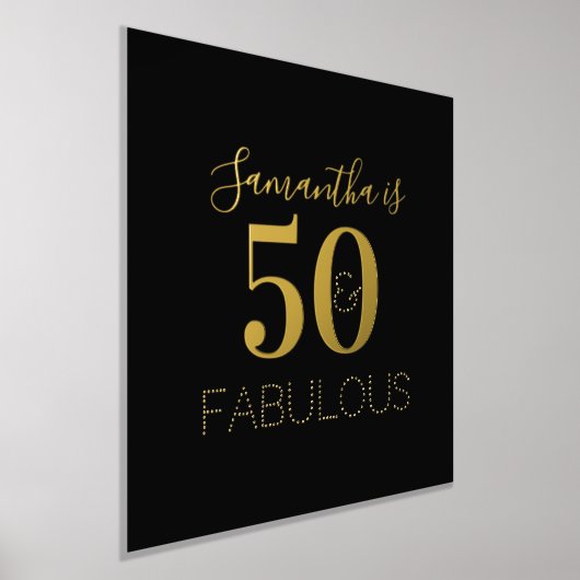 50誕生日50と素晴らしい誕生日ブラック金ゴールド 箔ポスター (レイダウン)