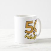 50誕生日50と素晴らしい金ゴールド効果 コーヒーマグカップ (正面右)