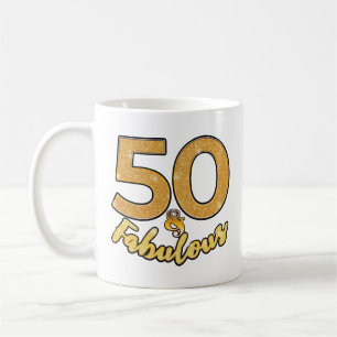 50誕生日50と素晴らしい金ゴールド効果 コーヒーマグカップ