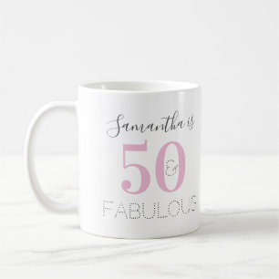 50誕生日50パーソナライズされたと素晴らしいピンク コーヒーマグカップ