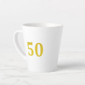 50誕生日50五十回金ゴールドグリッター白 カフェラテマグ (左アングル)