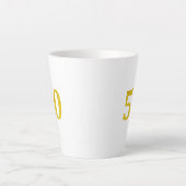 50誕生日50五十回金ゴールドグリッター白 カフェラテマグ (正面)