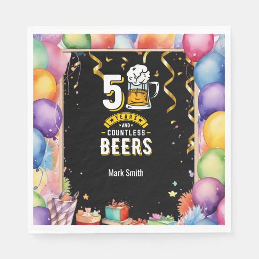 50誕生日50年と無数のビール スタンダードランチョンナプキン (正面)