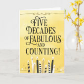 50誕生日50年に及ぶ素晴らしい数え物 カード (黄色い花)