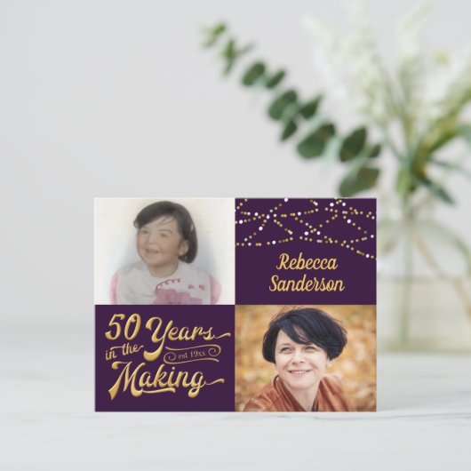 50誕生日50年の制作(その後と今) インビテーションポストカード (スタンド正面)