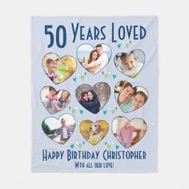 50誕生日50年の愛された写真コラージュ フリースブランケット