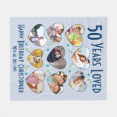 50誕生日50年の愛された写真コラージュ フリースブランケット (正面(横))
