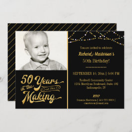 50誕生日50年メイキング・ブラック&金ゴールド 招待状