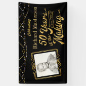 50誕生日50年メイキング・ブラック&金ゴールド 横断幕 (縦)