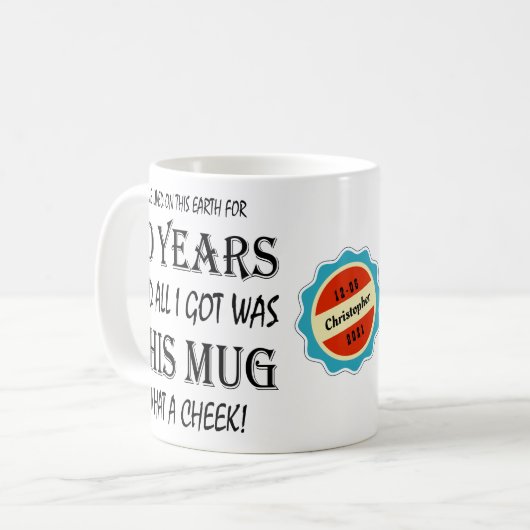 50誕生日50年前のおもしろい頬 コーヒーマグカップ (正面左)