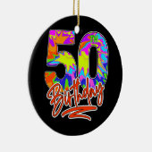 50誕生日50歳男女絞り染めパーティー セラミックオーナメント (右)