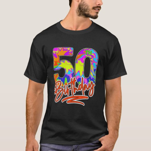 50誕生日50歳男女絞り染めパーティー Tシャツ (正面)