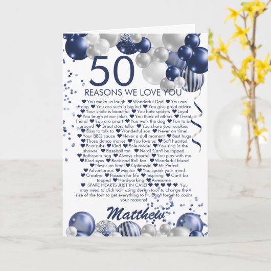 50誕生日50私たちはあなたを愛する理由 カード (黄色い花)