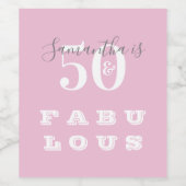 50誕生日50素晴らしいピンクグレー誕生日パーティー ワインラベル (シングルラベル)