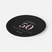 50誕生日50素晴らしいブラックピンクパーティー ペーパープレート (アングル)
