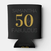 50誕生日50素晴らしいブラック金ゴールドパーティーの好意 缶クーラー (裏面)