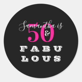 50誕生日50素晴らしいホットピンクの誕生日パーティー ラウンドシール