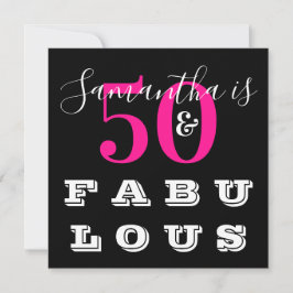 50誕生日50素晴らしいホットピンクの誕生日パーティー 招待状
