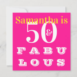 50誕生日50素晴らしいホットピンクの誕生日パーティー 招待状