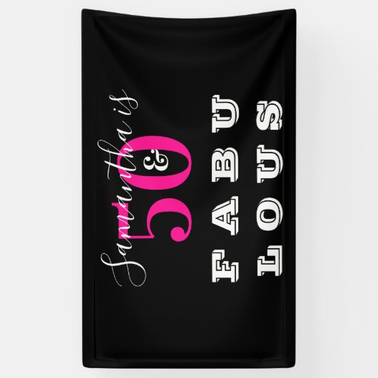 50誕生日50素晴らしいホットピンクの誕生日パーティー 横断幕 (縦)