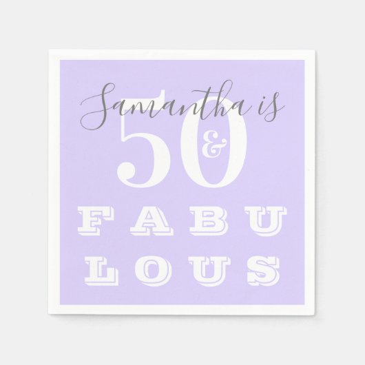 50誕生日50素晴らしい紫の誕生日パーティー スタンダードカクテルナプキン (正面)
