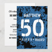 50誕生日50Rocks青パターグランジンF50Z 招待状 (正面/裏面)