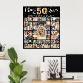 50誕生日51フォトコラージュ応援～40年 ポスター (ホームオフィス)