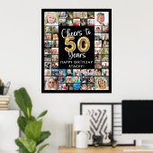 50誕生日57フォトコラージュ応援~50年 ポスター (ホームオフィス)