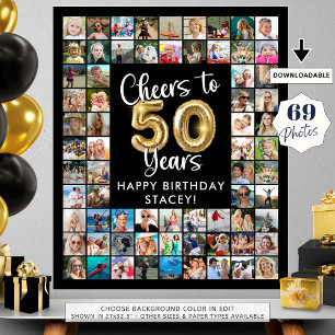 50誕生日69フォトコラージュ応援~50年 ポスター