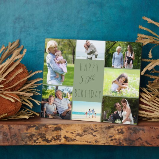 50誕生日7フォトコラージュセージグリーン フォトプラーク (側面)