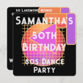 50誕生日80sダンスパーティー誕生日 招待状 (正面/裏面)