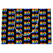 50誕生日:おもしろいレインボーイベント番号50パターン ラージペーパーバッグ (正面)